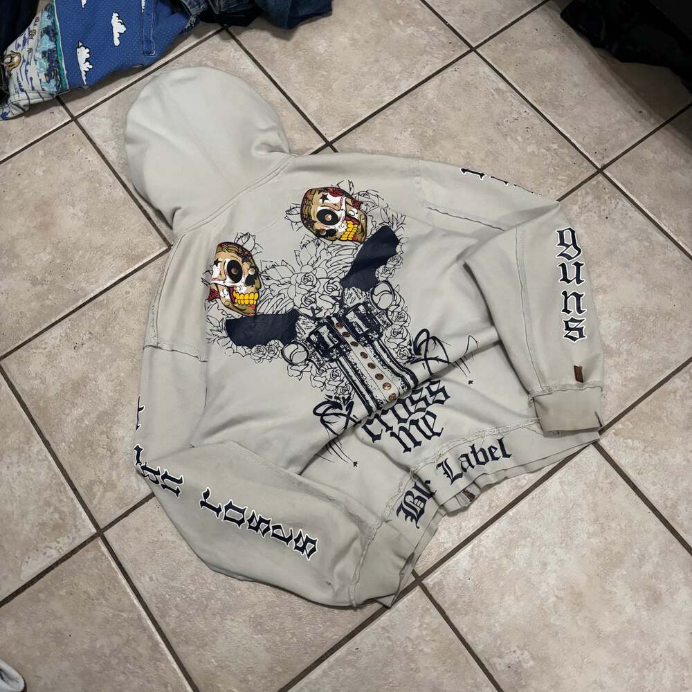 Ed Hardy Christian Audigier style ZIP hoodie Vintage Y2k Tattoo Large